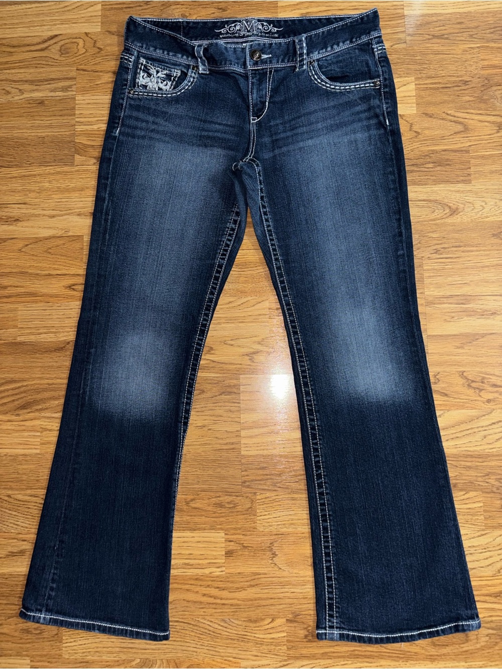 Maurices Premium Denim Bootcut Jeans Juniors Size 15/16 Embroidered Stitching - Picture 7 of 16